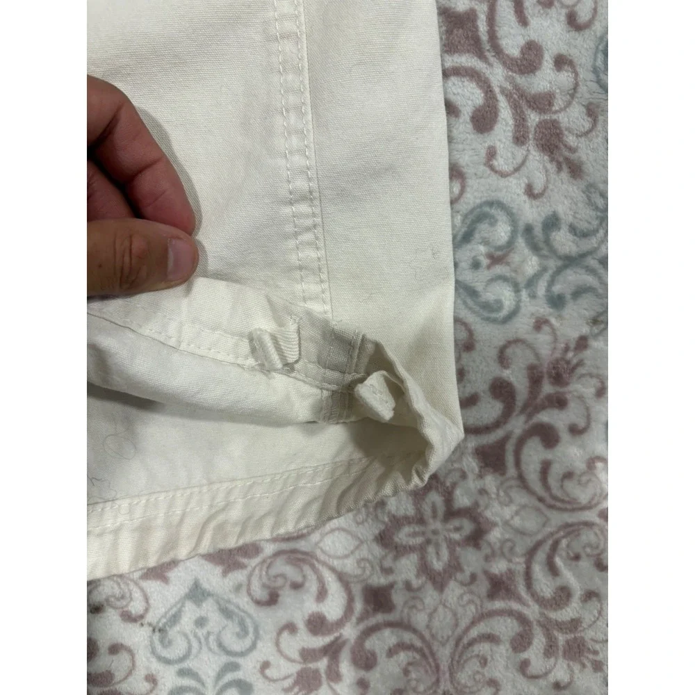 RSQ Loose Fit Cargo Pants Mens 31x30 Cream Off White Cotton Utility Wide Leg